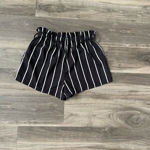 High Waist Black and White Striped Shorts